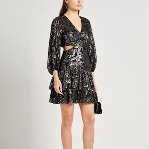 Maje Floral-Print Cut-Out Dress